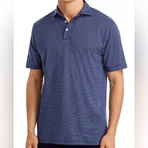 Peter Millar Navy Blue Pilot Mill Haynes Polo MF23K51 Striped Short Sleeve Golf